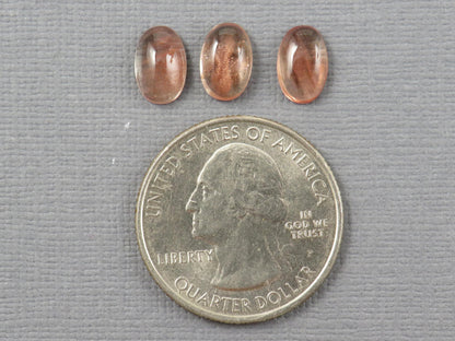 9x6mm Oregon Sunstone Cabochon Oval | 4.1ct | 3-Stone Lot | Oregon, USA | OSC361 - - GemEnthusiast