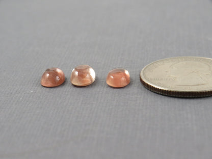 9x6mm Oregon Sunstone Cabochon Oval | 4.1ct | 3-Stone Lot | Oregon, USA | OSC361 - - GemEnthusiast