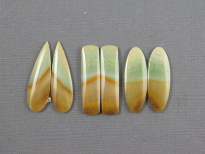Opalized Wood Pair Lot | 29–32mm | 3 pairs | Indonesia | WO256 - - GemEnthusiast