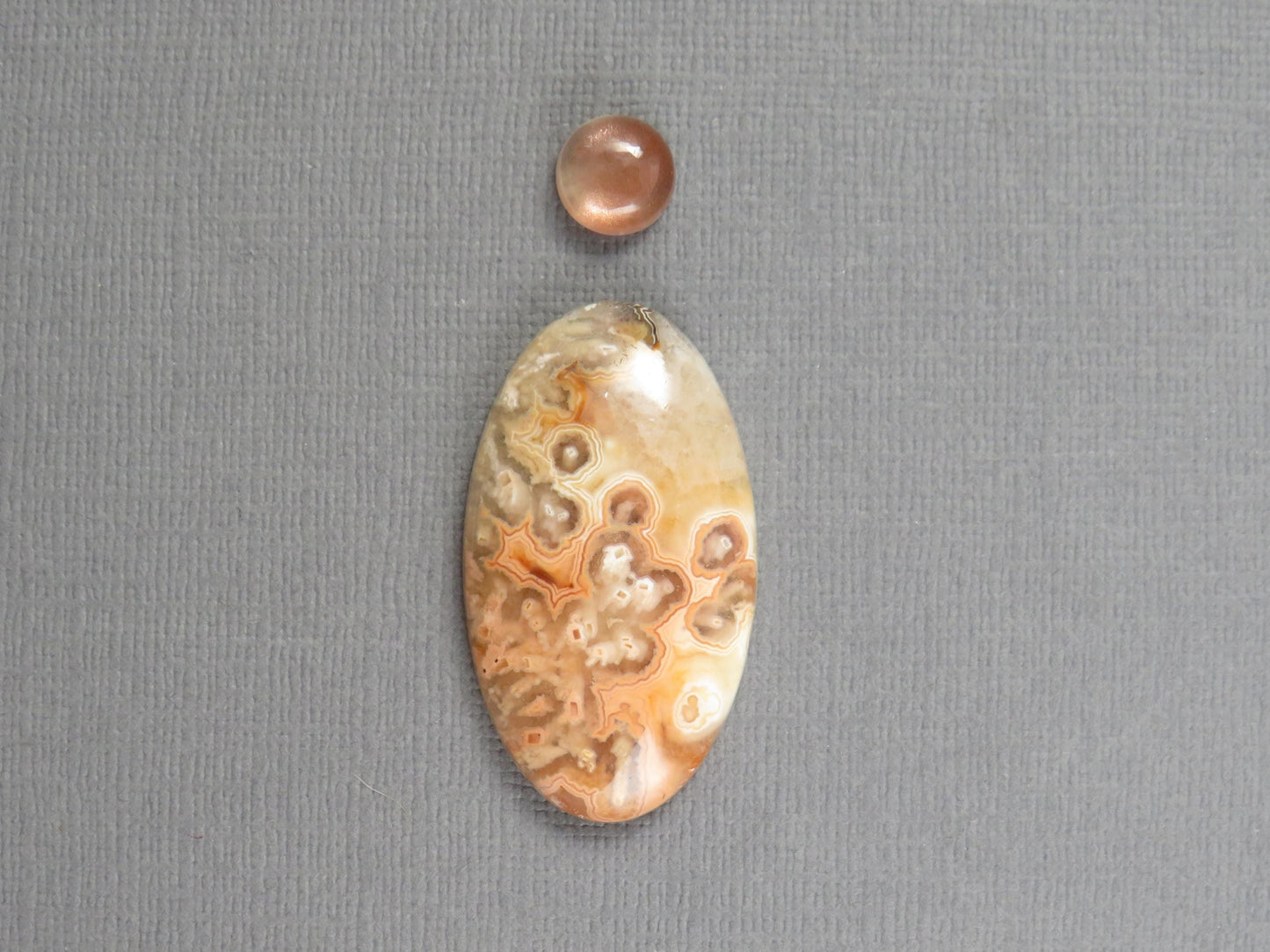 Designer Gemstone Set | Oregon Sunstone | Lace Agate Cabochon | 2-Stone Lot | Oregon, USA and Indonesia | SET121 - - GemEnthusiast