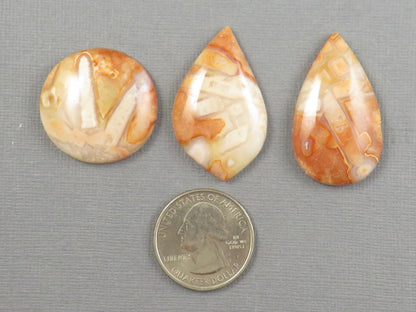 Peach Lace Agate Cabochon | 27–36mm, avg 32ct | Per Stone | Indonesia | AG393 - - GemEnthusiast