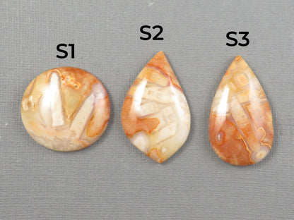 Peach Lace Agate Cabochon | 27–36mm, avg 32ct | Per Stone | Indonesia | AG393 - - GemEnthusiast