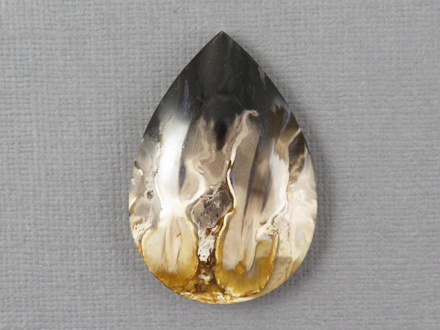 Fossilized Palm Root Pear Cabochon | Flame Pattern | 36x25mm, 41ct | Indonesia | PRF102 - - GemEnthusiast