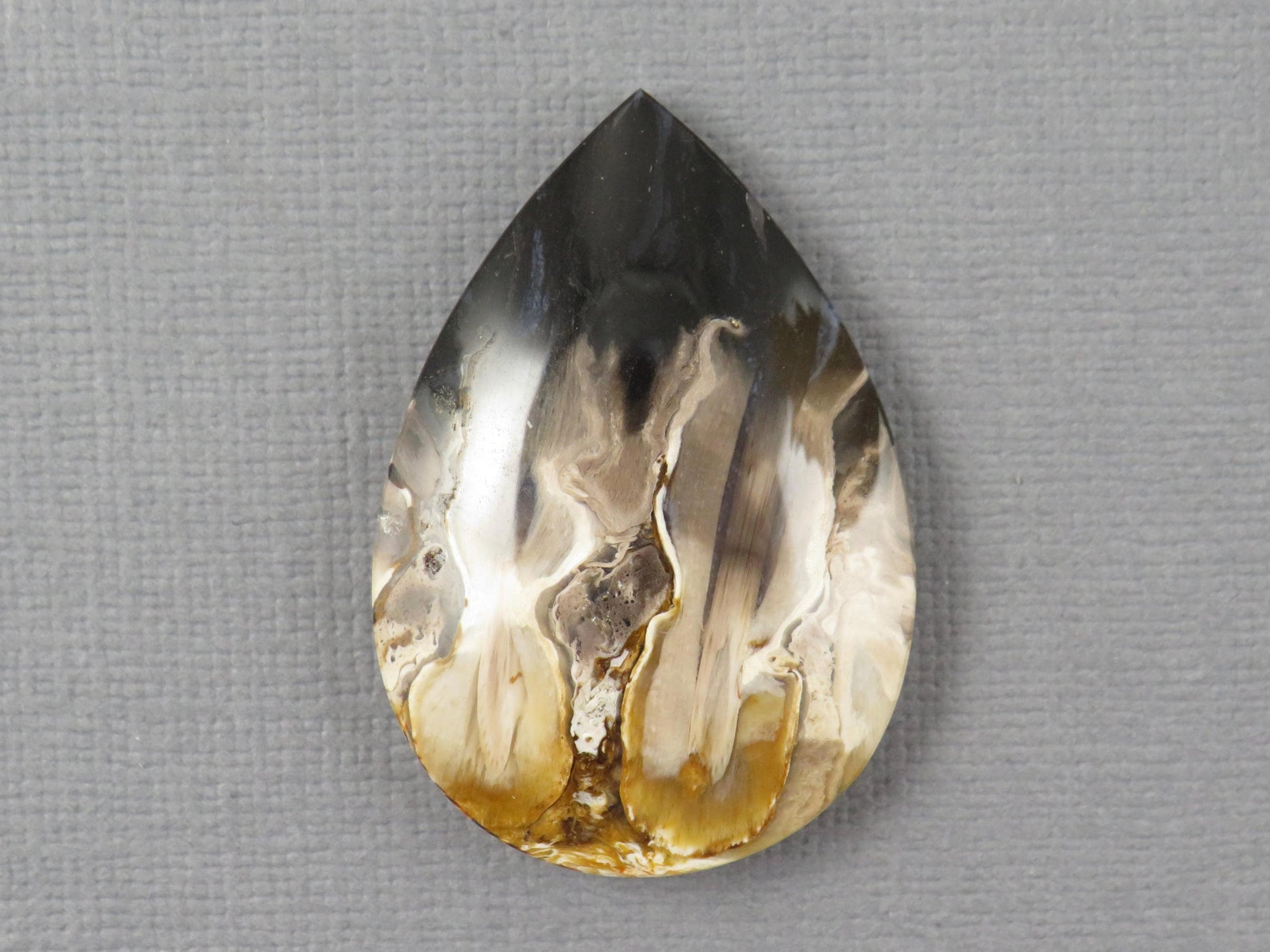 Fossilized Palm Root Pear Cabochon | Flame Pattern | 36x25mm, 41ct | Indonesia | PRF102 - - GemEnthusiast