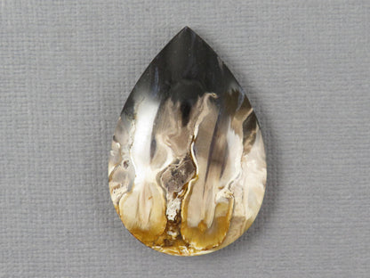 Fossilized Palm Root Pear Cabochon | Flame Pattern | 36x25mm, 41ct | Indonesia | PRF102 - - GemEnthusiast