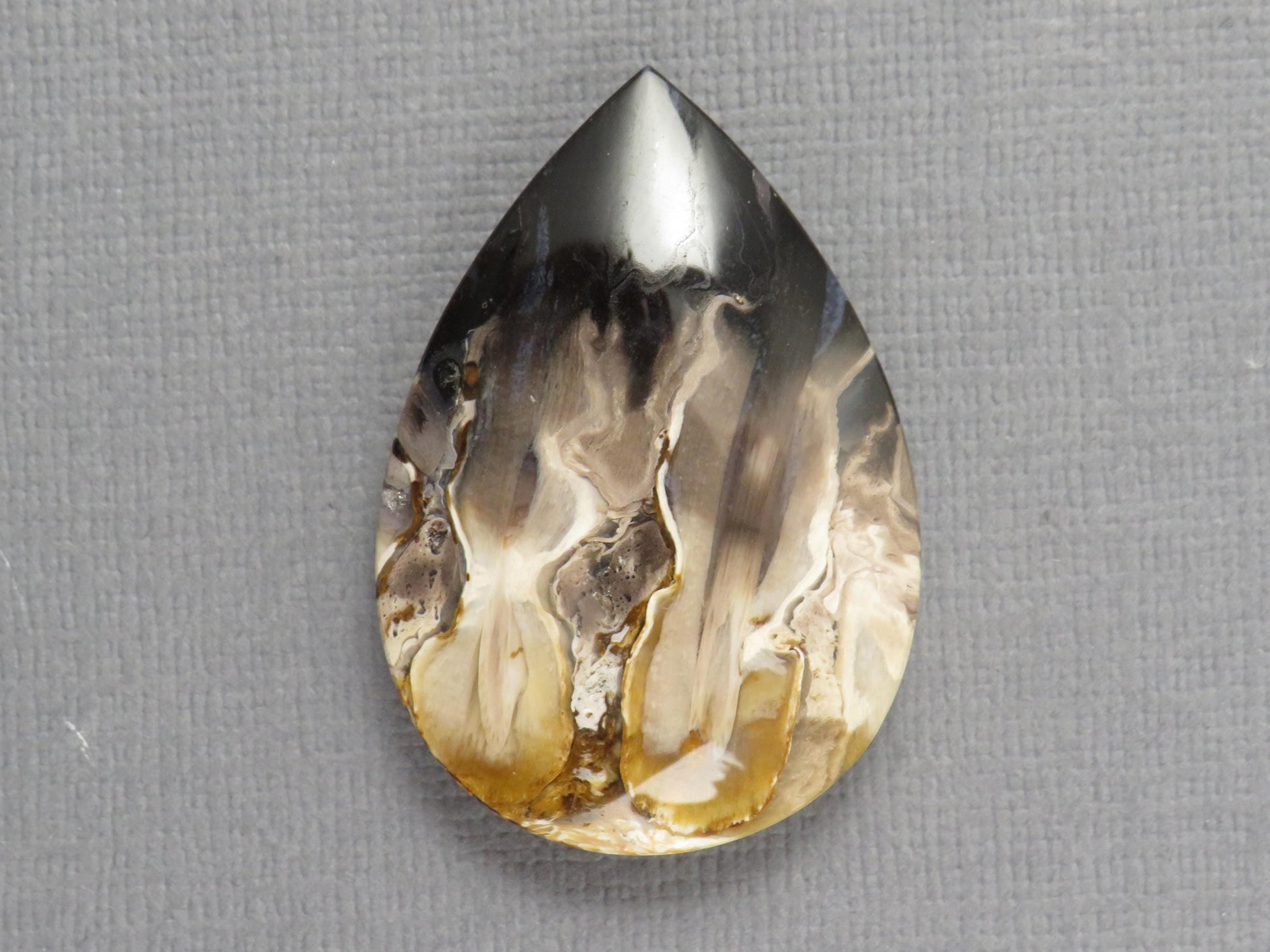 Fossilized Palm Root Pear Cabochon | Flame Pattern | 36x25mm, 41ct | Indonesia | PRF102 - - GemEnthusiast