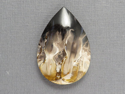 Fossilized Palm Root Pear Cabochon | Flame Pattern | 36x25mm, 41ct | Indonesia | PRF102 - - GemEnthusiast