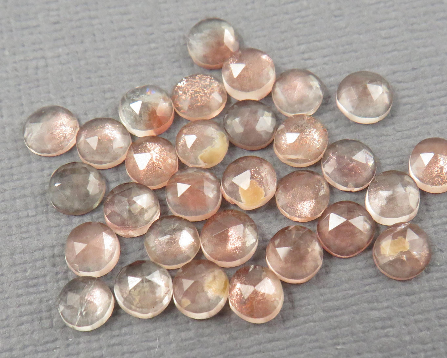 Rose Cut Oregon Sunstone 10 Stone Lots | 4mm or 5mm | Jewelry Making | Mined in the USA | OSR154-OSR155 - - GemEnthusiast