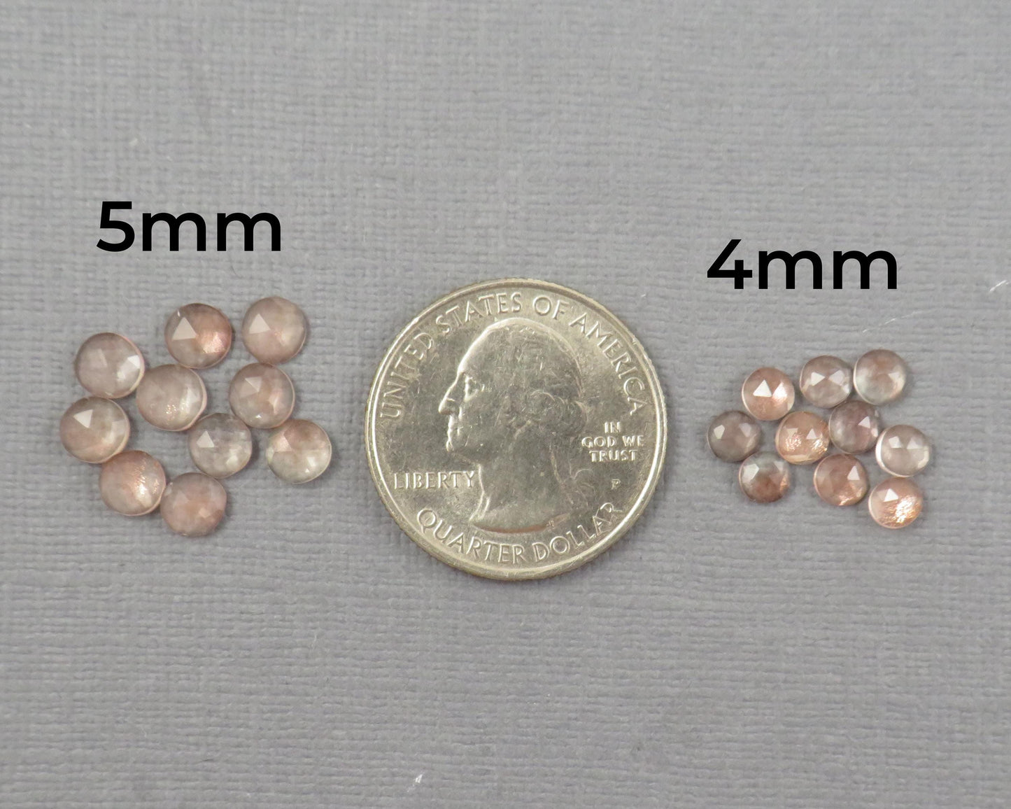 Rose Cut Oregon Sunstone 10 Stone Lots | 4mm or 5mm | Jewelry Making | Mined in the USA | OSR154-OSR155 - - GemEnthusiast