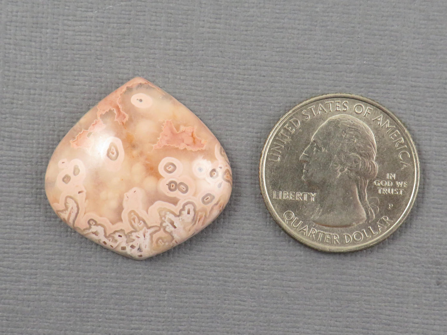 Peach Crazy Lace Agate Teardrop | Cabochon for Setting | 28x28mm, 30ct | Indonesia | AG407 - - GemEnthusiast