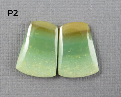Green Petrified Wood Opal | Cabochons for Setting | 14–16mm, avg 7.4ct | Per Pair | Indonesia | WO261 - - GemEnthusiast
