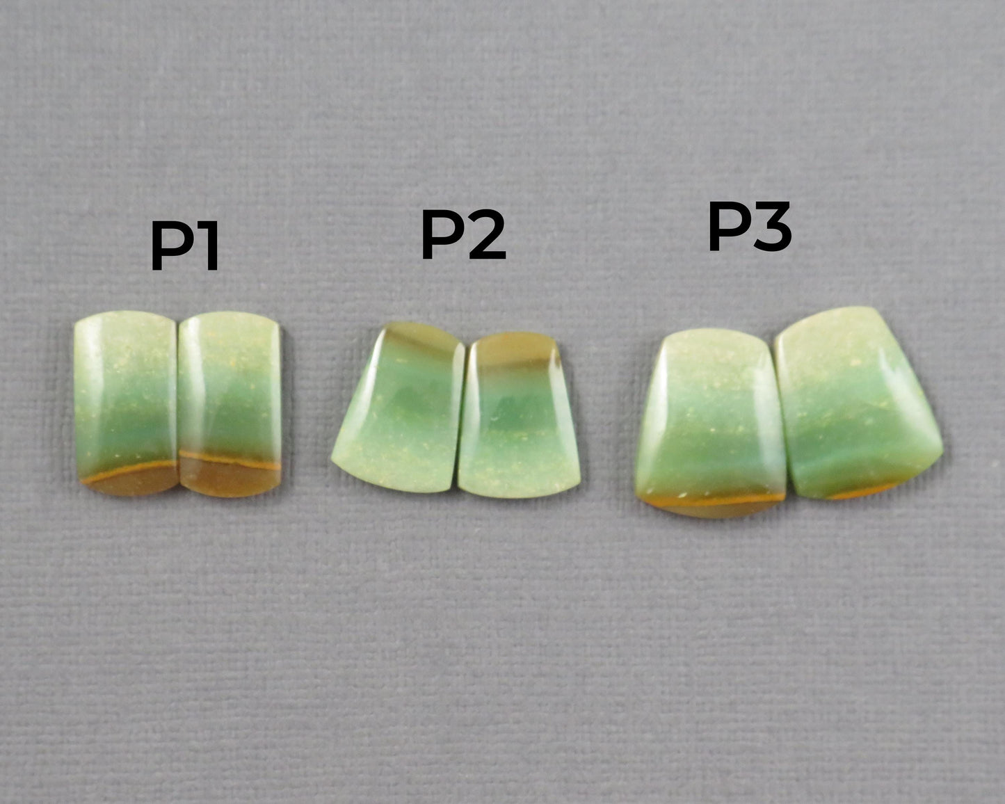Green Petrified Wood Opal | Cabochons for Setting | 14–16mm, avg 7.4ct | Per Pair | Indonesia | WO261 - - GemEnthusiast