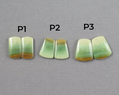 Green Petrified Wood Opal | Cabochons for Setting | 14–16mm, avg 7.4ct | Per Pair | Indonesia | WO261 - - GemEnthusiast