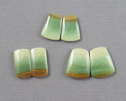 Green Petrified Wood Opal | Cabochons for Setting | 14–16mm, avg 7.4ct | Per Pair | Indonesia | WO261 - - GemEnthusiast