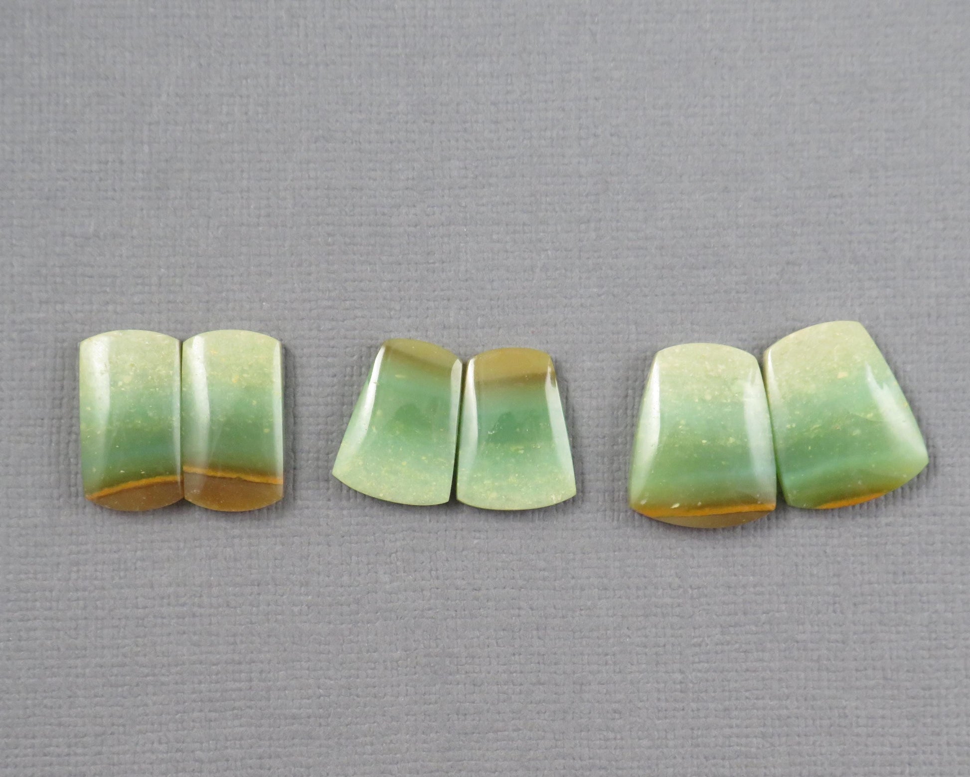 Green Petrified Wood Opal | Cabochons for Setting | 14–16mm, avg 7.4ct | Per Pair | Indonesia | WO261 - - GemEnthusiast