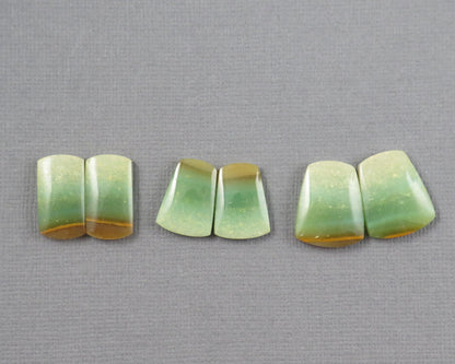 Green Petrified Wood Opal | Cabochons for Setting | 14–16mm, avg 7.4ct | Per Pair | Indonesia | WO261 - - GemEnthusiast