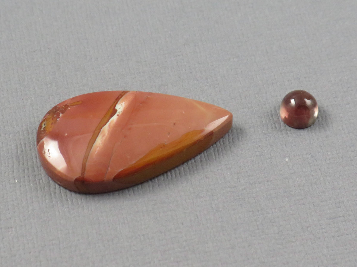 Red Oregon Sunstone and Antelope Jasper Pear Cabochon | Pendant Stone | 6–31mm, avg 11ct | 2-Stone Lot | Oregon, USA | SET129 - - GemEnthusiast