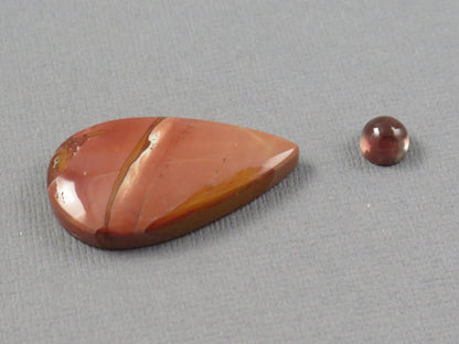 Red Oregon Sunstone and Antelope Jasper Pear Cabochon | Pendant Stone | 6–31mm, avg 11ct | 2-Stone Lot | Oregon, USA | SET129 - - GemEnthusiast