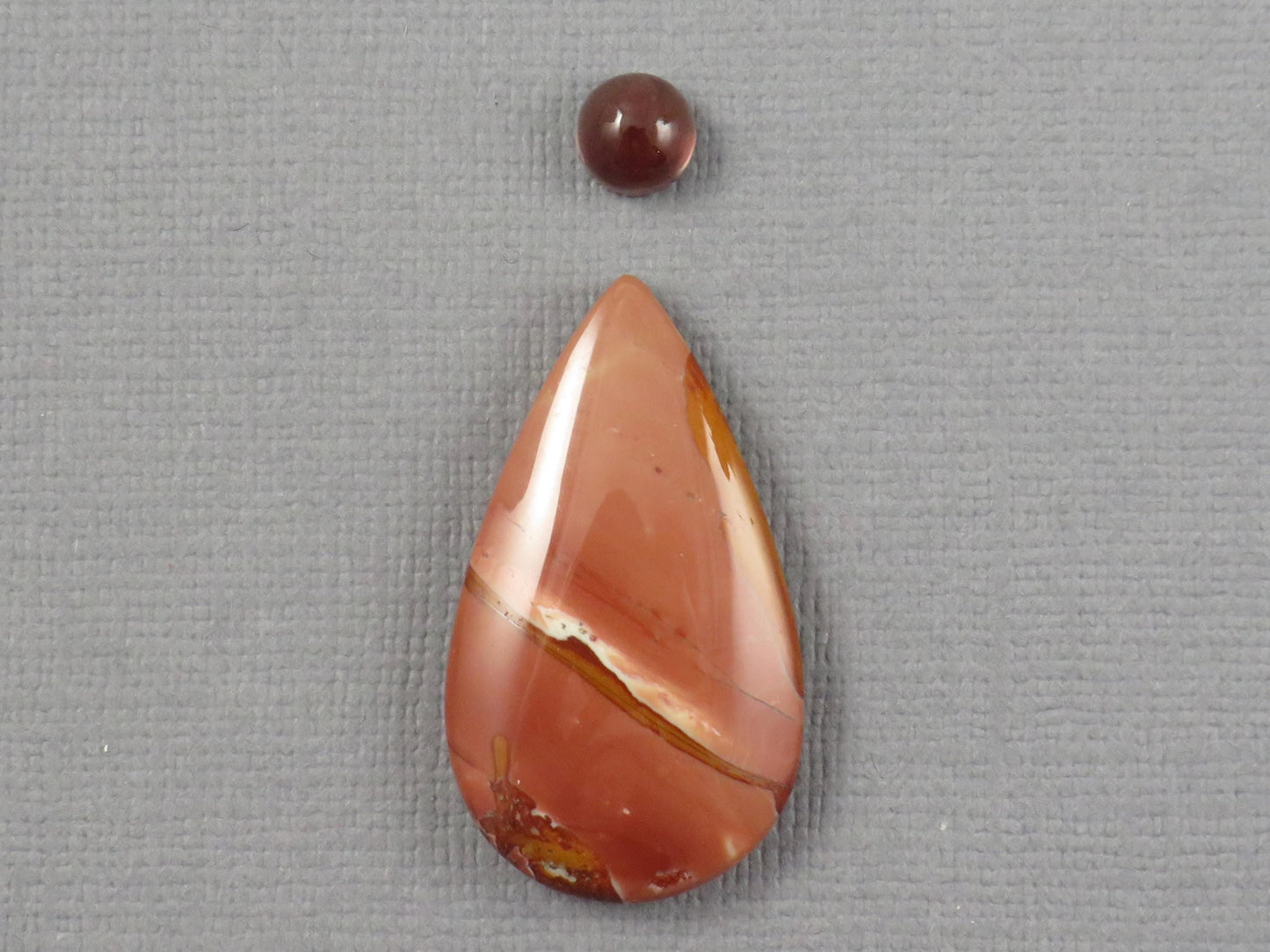 Red Oregon Sunstone and Antelope Jasper Pear Cabochon | Pendant Stone | 6–31mm, avg 11ct | 2-Stone Lot | Oregon, USA | SET129 - - GemEnthusiast