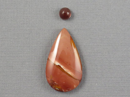 Red Oregon Sunstone and Antelope Jasper Pear Cabochon | Pendant Stone | 6–31mm, avg 11ct | 2-Stone Lot | Oregon, USA | SET129 - - GemEnthusiast