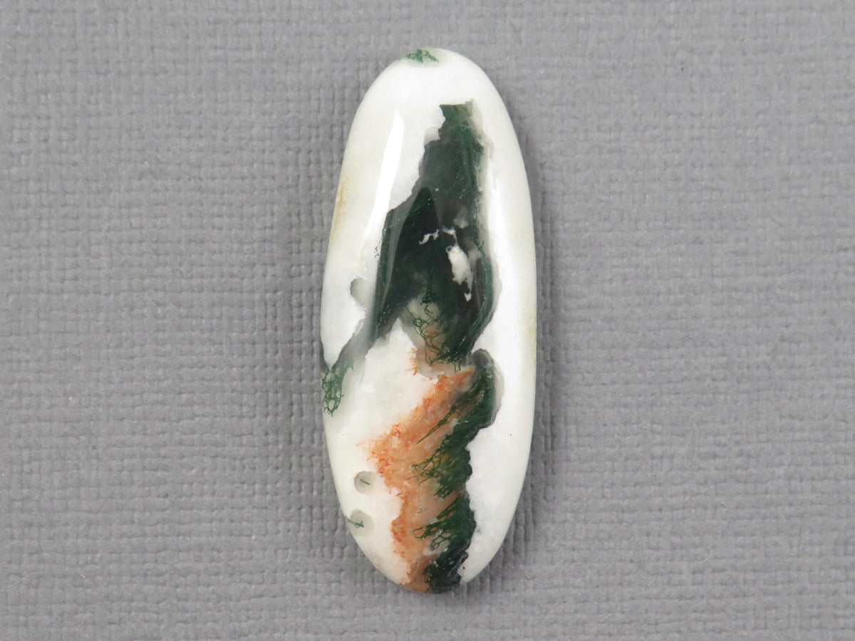 Green and Orange Moss Agate Oval | Cabochon for Setting | 24x14mm, 21ct | AG333 - - GemEnthusiast