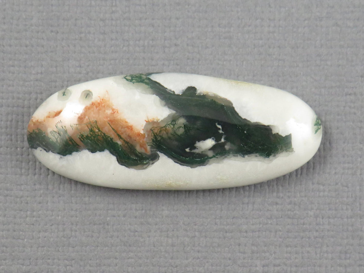 Green and Orange Moss Agate Oval | Cabochon for Setting | 24x14mm, 21ct | AG333 - - GemEnthusiast