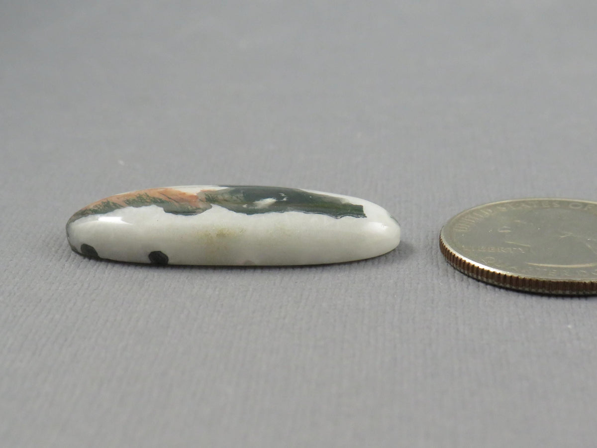 Green and Orange Moss Agate Oval | Cabochon for Setting | 24x14mm, 21ct | AG333 - - GemEnthusiast