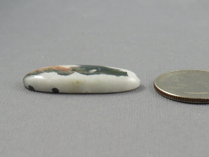 Green and Orange Moss Agate Oval | Cabochon for Setting | 24x14mm, 21ct | AG333 - - GemEnthusiast