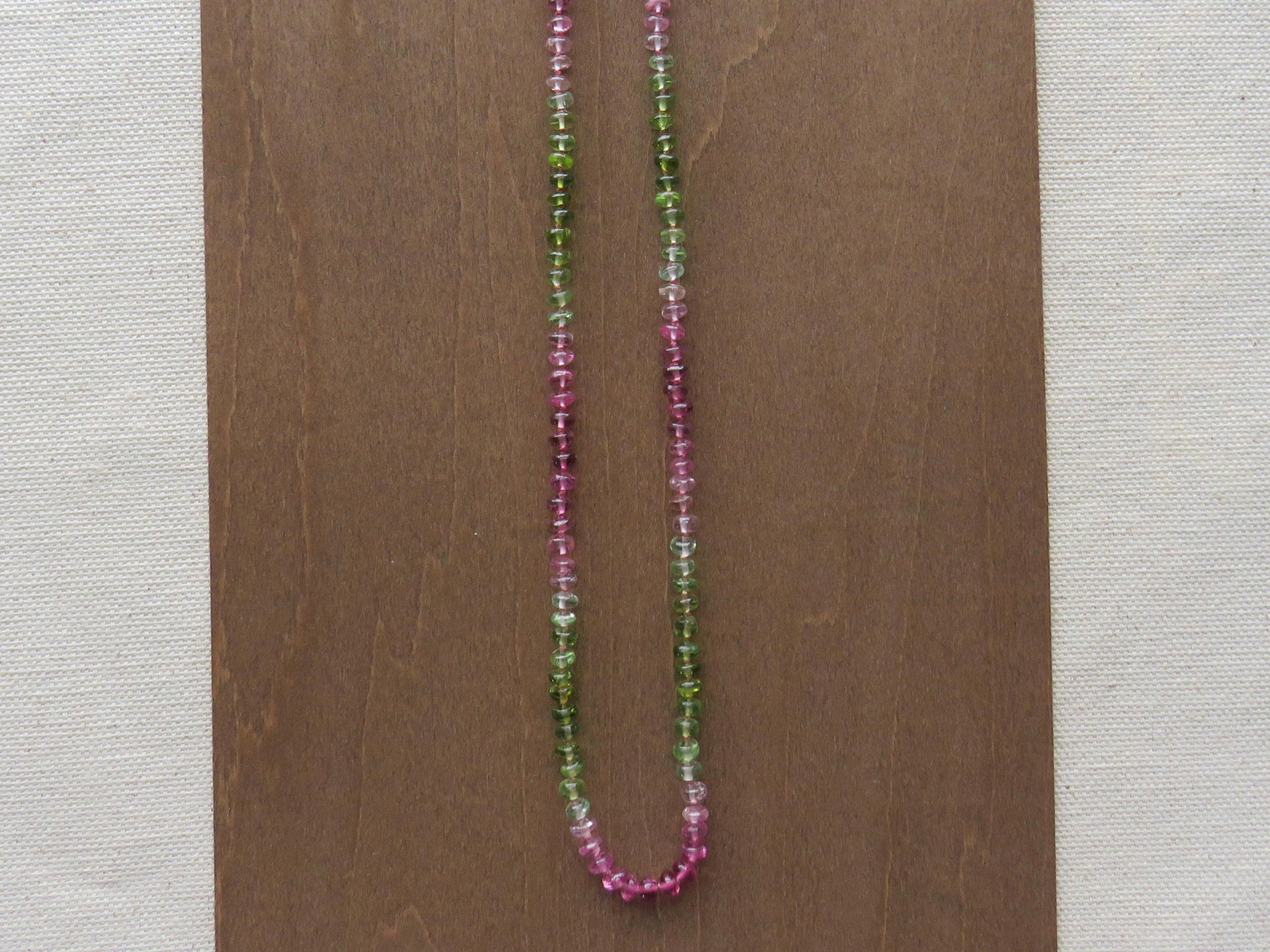 Tourmaline Necklace | Transparent Green and Pink | Hand Knotted Silk, 14k Gold Filled | October Birthstone | Layering 17.5 inches - - GemEnthusiast