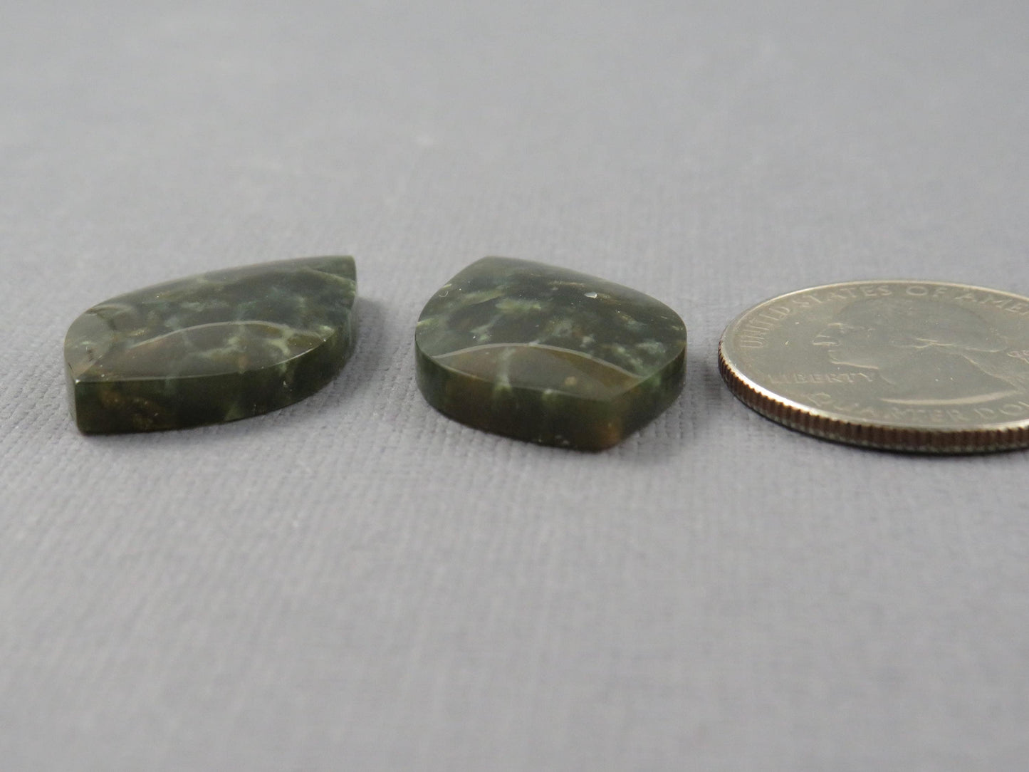 Dark Green Green Fossilized Coral Teardrop Pair | Earring Cabochons | 27x17mm, 14ct | Indonesia | FC117 - - GemEnthusiast