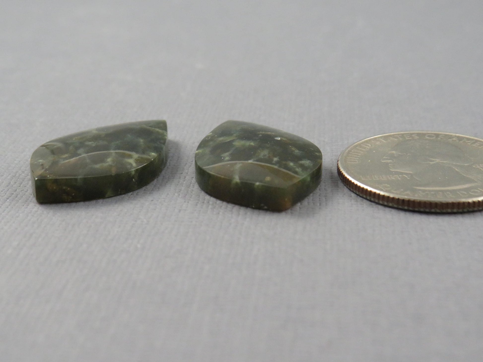 Dark Green Green Fossilized Coral Teardrop Pair | Earring Cabochons | 27x17mm, 14ct | Indonesia | FC117 - - GemEnthusiast