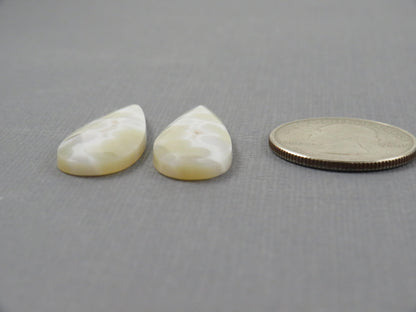 White Orbicular Agate Pear Pair | Cabochons for Setting | 34x13mm, 23ct | Indonesia | OA113 - - GemEnthusiast