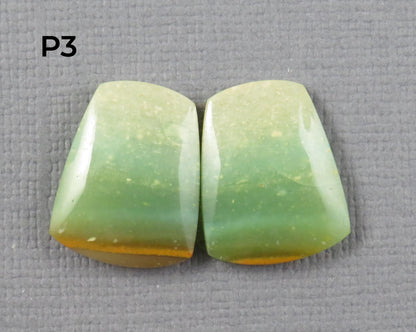 Green Petrified Wood Opal | Cabochons for Setting | 14–16mm, avg 7.4ct | Per Pair | Indonesia | WO261 - - GemEnthusiast