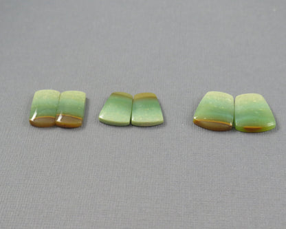 Green Petrified Wood Opal | Cabochons for Setting | 14–16mm, avg 7.4ct | Per Pair | Indonesia | WO261 - - GemEnthusiast