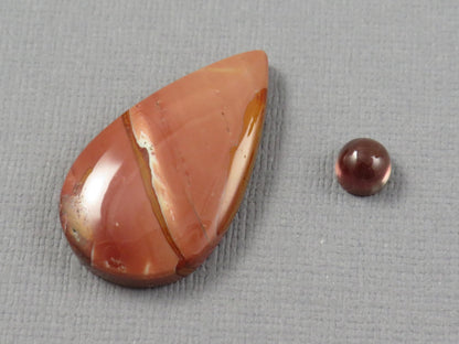 Red Oregon Sunstone and Antelope Jasper Pear Cabochon | Pendant Stone | 6–31mm, avg 11ct | 2-Stone Lot | Oregon, USA | SET129 - - GemEnthusiast