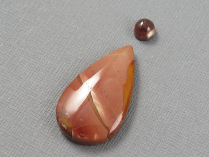 Red Oregon Sunstone and Antelope Jasper Pear Cabochon | Pendant Stone | 6–31mm, avg 11ct | 2-Stone Lot | Oregon, USA | SET129 - - GemEnthusiast