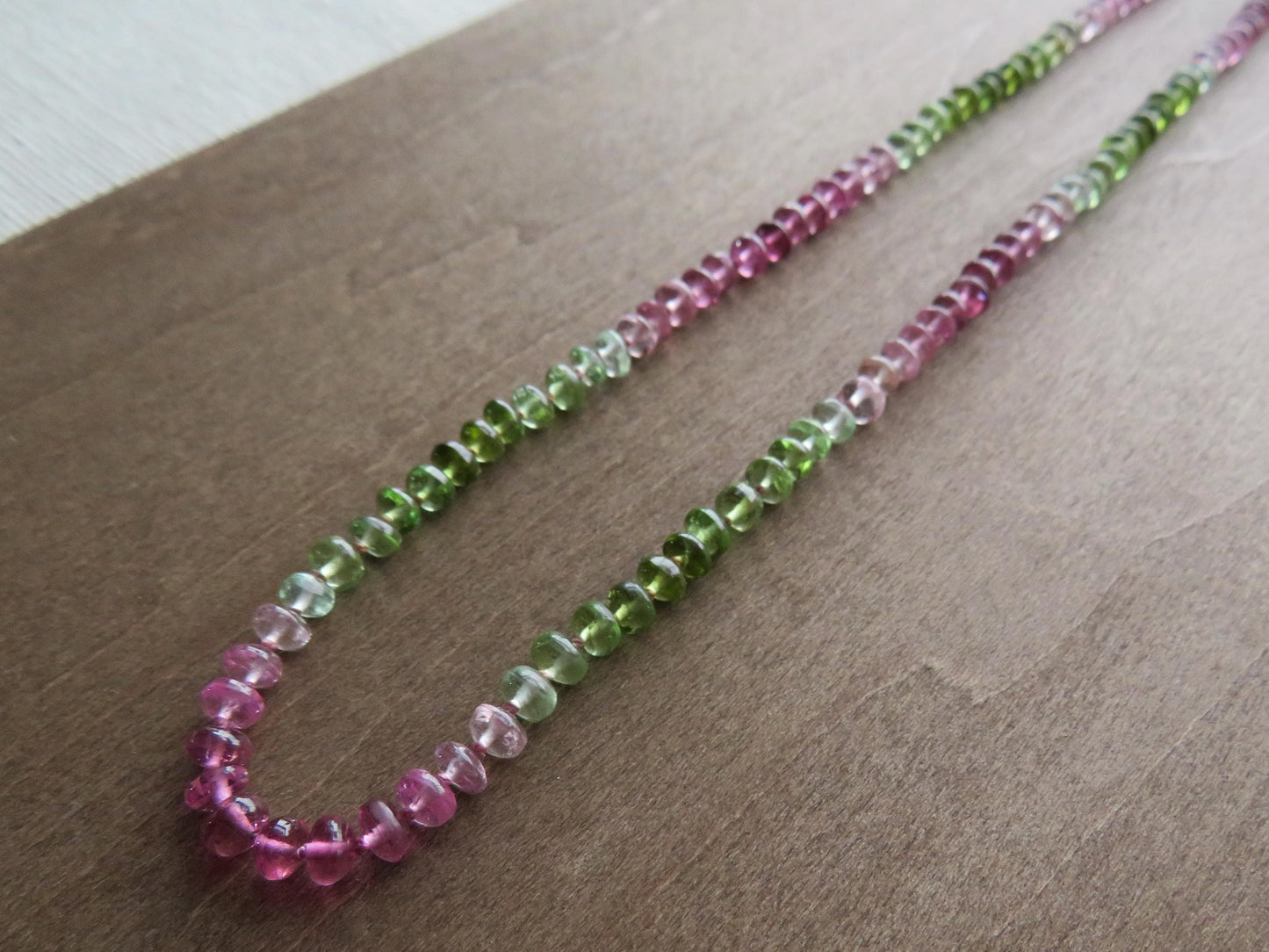 Tourmaline Necklace | Transparent Green and Pink | Hand Knotted Silk, 14k Gold Filled | October Birthstone | Layering 17.5 inches - - GemEnthusiast