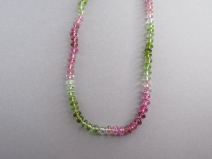 Tourmaline Necklace | Transparent Green and Pink | Hand Knotted Silk, 14k Gold Filled | October Birthstone | Layering 17.5 inches - - GemEnthusiast