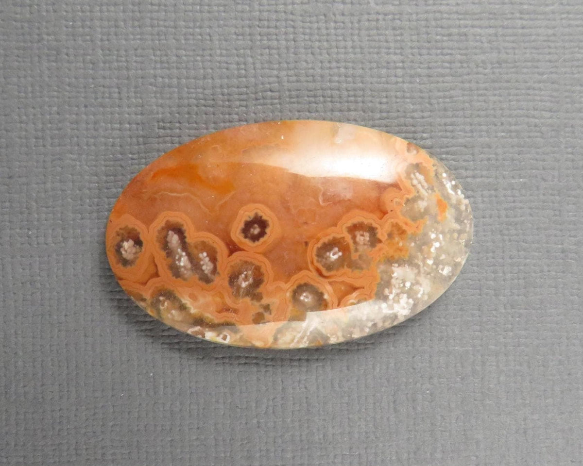 Crazy Lace Agate Oval Cabochon | 35mm x 22mm, 32cts | Peach Pink and White Banding | AG406 - - GemEnthusiast