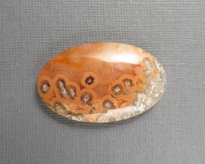 Crazy Lace Agate Oval Cabochon | 35mm x 22mm, 32cts | Peach Pink and White Banding | AG406 - - GemEnthusiast