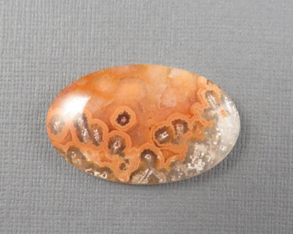 Crazy Lace Agate Oval Cabochon | 35mm x 22mm, 32cts | Peach Pink and White Banding | AG406 - - GemEnthusiast