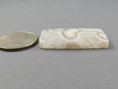 White Orbicular Agate Rectangle Cabochon, Indonesia, 38x20mm (OA125) - - GemEnthusiast