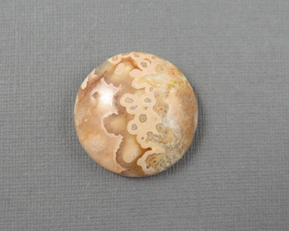 28mm Crazy Lace Agate Cabochon | 28mm, 46.8cts | Peach Pink and White Banding | AG412 - - GemEnthusiast