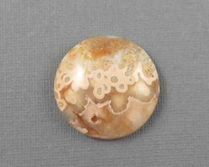 28mm Crazy Lace Agate Cabochon | 28mm, 46.8cts | Peach Pink and White Banding | AG412 - - GemEnthusiast