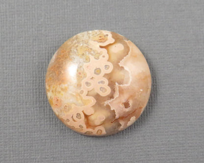28mm Crazy Lace Agate Cabochon | 28mm, 46.8cts | Peach Pink and White Banding | AG412 - - GemEnthusiast