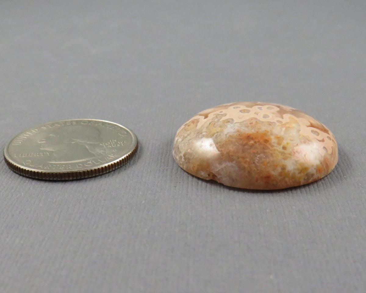 28mm Crazy Lace Agate Cabochon | 28mm, 46.8cts | Peach Pink and White Banding | AG412 - - GemEnthusiast