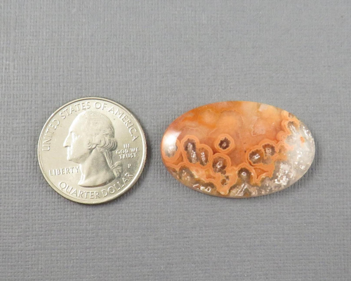 Crazy Lace Agate Oval Cabochon | 35mm x 22mm, 32cts | Peach Pink and White Banding | AG406 - - GemEnthusiast