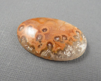 Crazy Lace Agate Oval Cabochon | 35mm x 22mm, 32cts | Peach Pink and White Banding | AG406 - - GemEnthusiast
