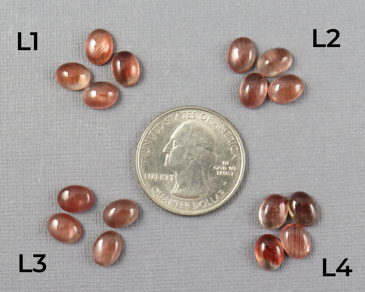 8x6 Oregon Sunstone Cabochons | 4 Stones | Sold Per Lot | Gemstone from Oregon USA | OSC362 - - GemEnthusiast