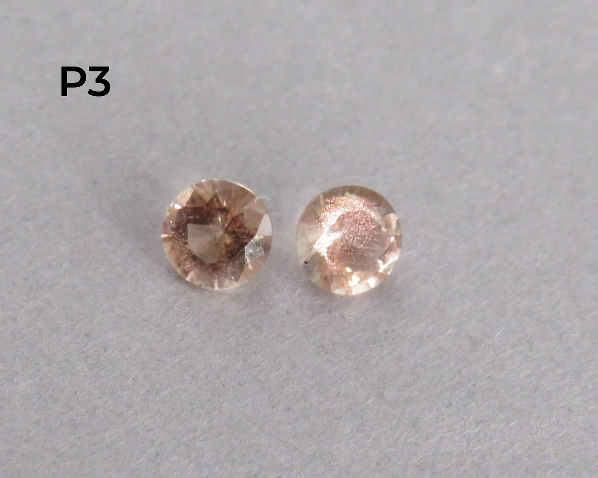 4.5mm Peach Oregon Sunstone Faceted Pair with Schiller, Sold per Pair OSF253 - - GemEnthusiast